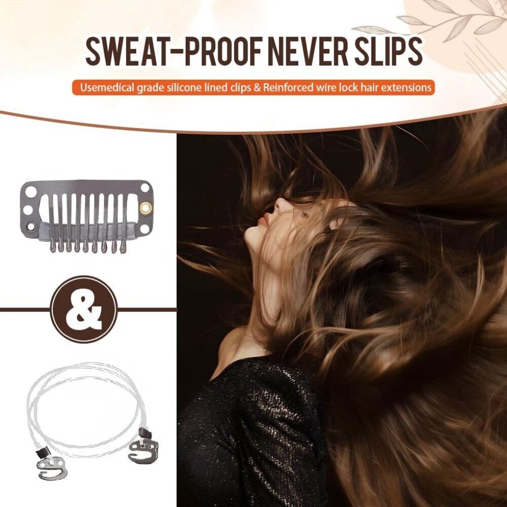 Hair Extensions Human Hair 14 Inch Natural Black Clip-Ins 70G Long Straight - Picture 2 of 6